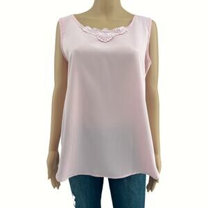 VINTAGE Fashion Attitudes US 12 80’s Pastel Pink Embroidered Floral Tank Top